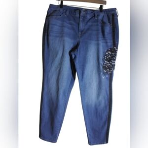 Style & Co Womens Skinny Leg Denim Jean Embroidery Size 18W Weatern